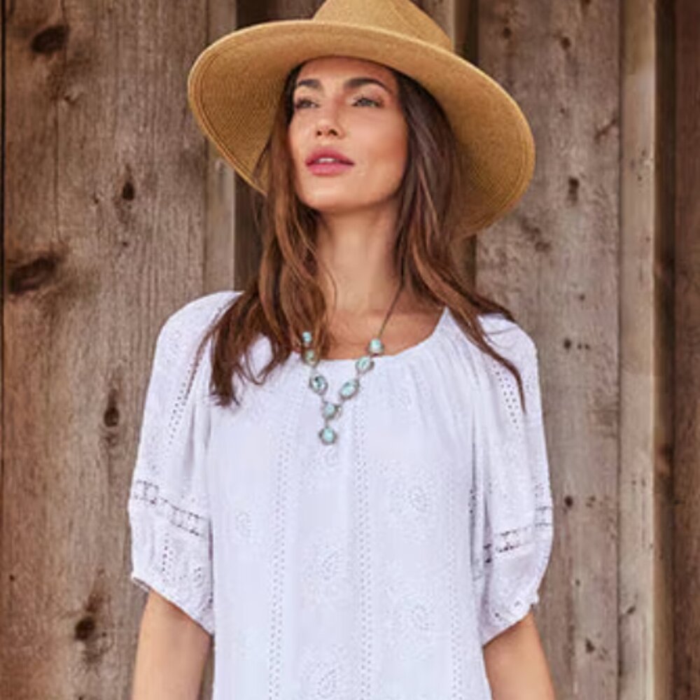Karen Kane, Size-Small, Off White Short Sleeve Embroidered Dress